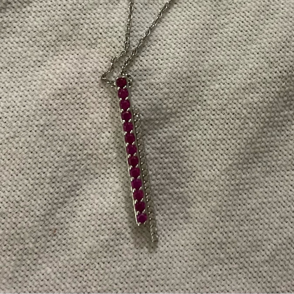 Elegant Silver and Pink Pendant Necklace - sterling silver